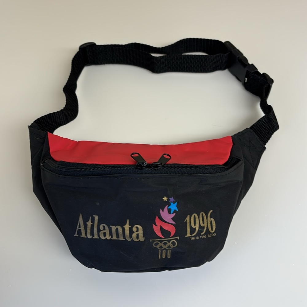 VTG Atlanta 1996 Olympic Games Fanny Pack Waist Belt BAG 2 Compartment 3 Zippers